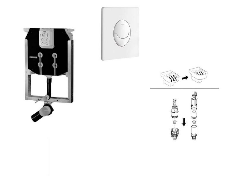 Grohe Module maçonnerie ép. 8 cm avec plaque de commande Start 2 boutons blanc pour WC suspendu Rimless/Vortex | IperCeramica