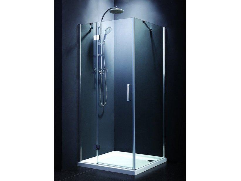 Cabine de douche d'angle Fantasy2 80x120 h190 Ext 118/120-78/80 porte pivotante paroi latérale verre transparent 6 mm chrome | IperCeramica