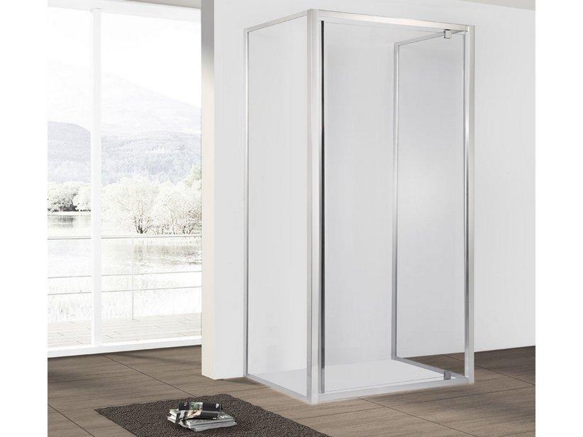 Cabine de douche Neptum 70x90x70 h190 Ext 87/91 - 68/70 porte pivotante et 2 parois latérales verre transparent 6 mm chrome | IperCeramica