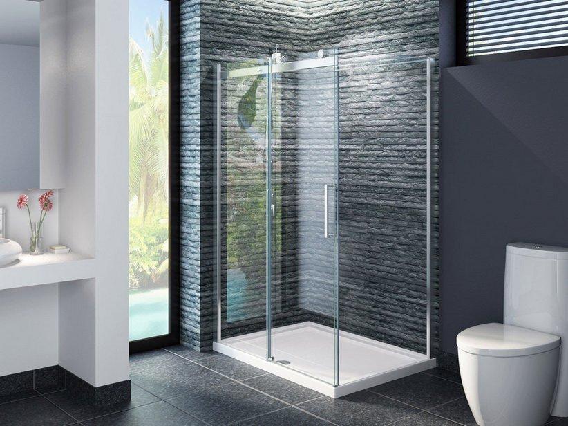 Cabine de douche d'angle Oxo2 80x120 h200 Ext 117,5/119-77,5/79 porte coul. ouverture gauche paroi lat. verre transp 8mm chr. | IperCeramica