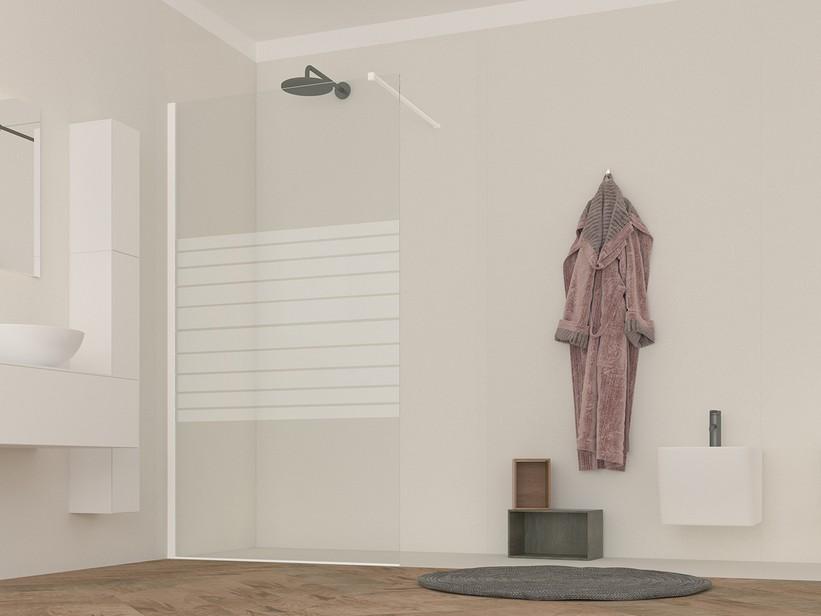 Douche à l’italienne OM 90 cm H200 Ext 88/90 cm rayures/blanc mat | IperCeramica