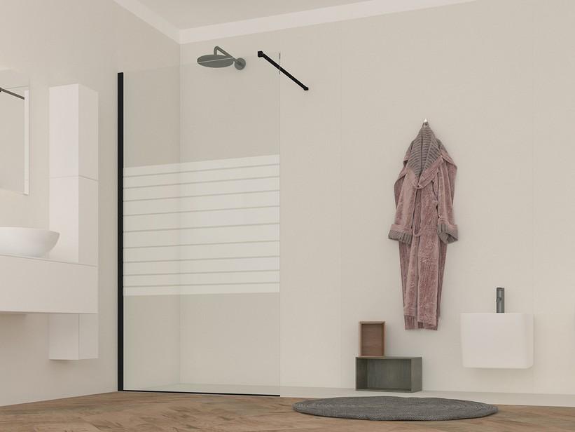 Douche à l’italienne OM 120 cm H200 Ext 118/120 cm rayures/noir mat | IperCeramica