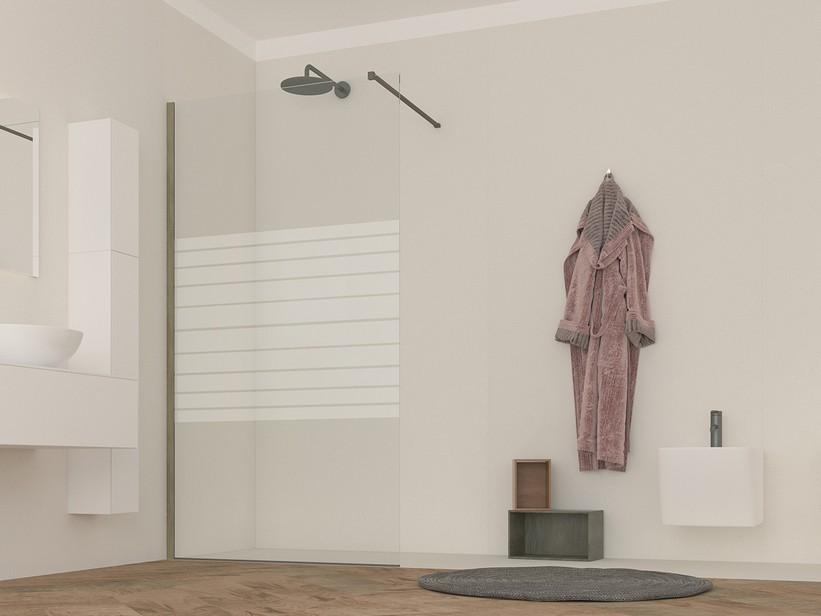 Douche à l’italienne OM 90 cm H200 Ext 88/90 cm rayures/chêne Cognac | IperCeramica