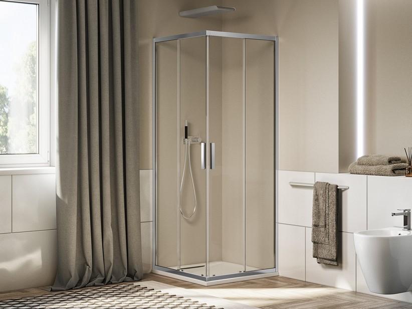 Cabine de douche Alfa 100x120 cm portes coulissantes verre 6 mm transparent chrome | IperCeramica