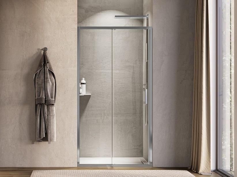 Porte de douche coulissante Alfa 10 cm verre 6 mm transparent chrome | IperCeramica