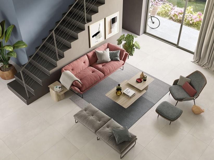 Carrelage All White 60x120 grès cérame effet béton ciré blanc | IperCeramica