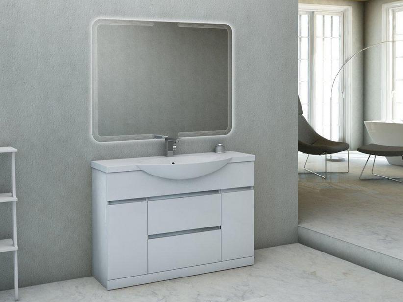 Meuble de salle de bains Alyssa 121 cm blanc brillant lavabo blanc brillant | IperCeramica
