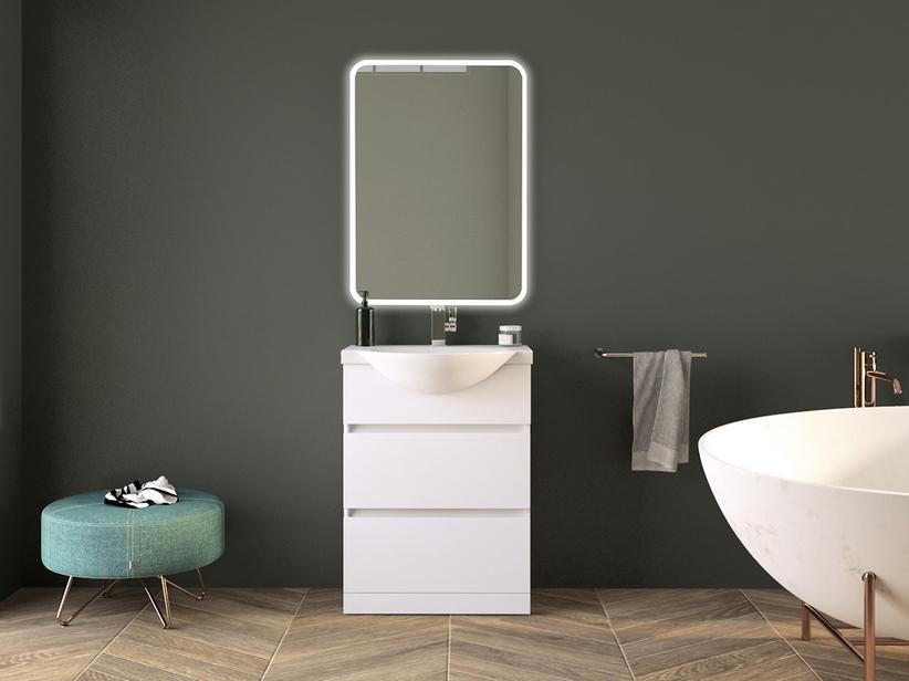 Meuble de salle de bains Alyssa 61 cm blanc brillant lavabo blanc brillant | IperCeramica