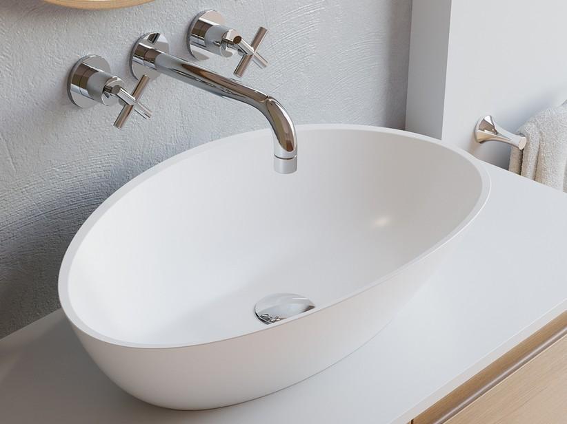 Vasque à poser Lubecca 60x36 H16 cm résine blanc mat | IperCeramica