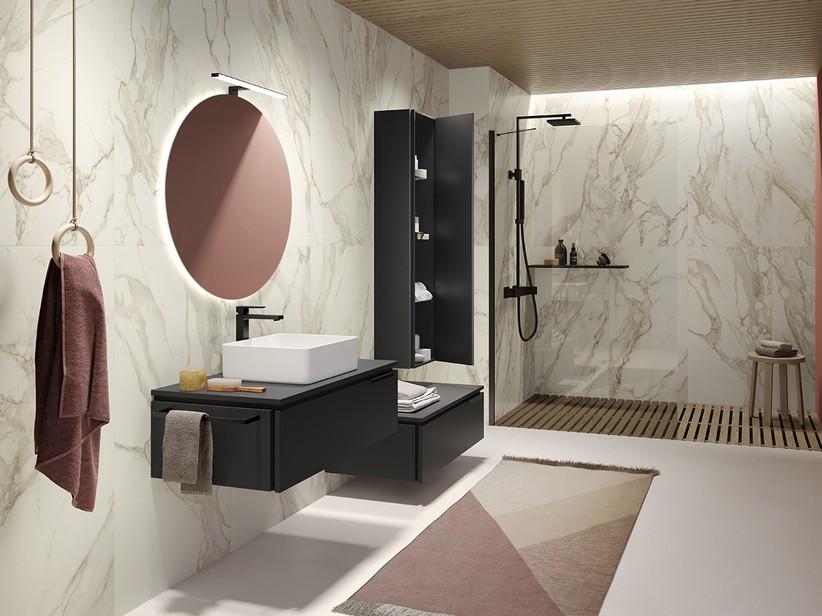 Meuble salle de bains TOUCH 70 cm 1 tiroir noir mat et top noir mat | IperCeramica