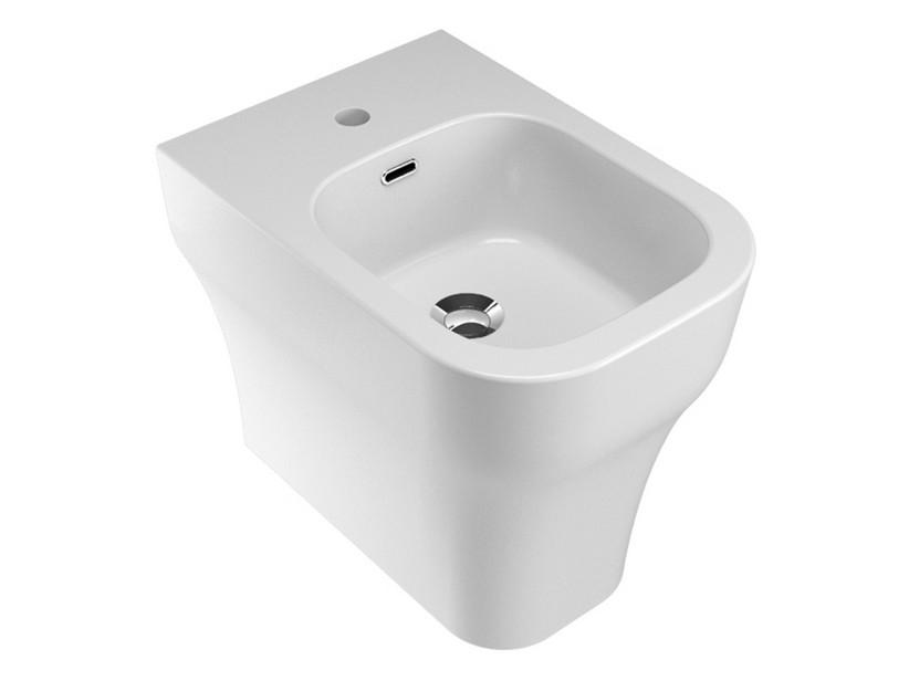 Bidet à poser Ether 52x36 cm adossé au mur blanc brillant | IperCeramica