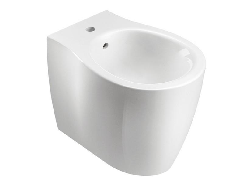 Bidet à poser Fantom 55x37 cm adossé au mur blanc brillant | IperCeramica