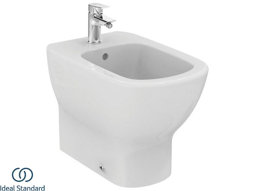 Bidet à poser Ideal Standard® Tesi 2016 monotrou adossé au mur blanc brillant | IperCeramica
