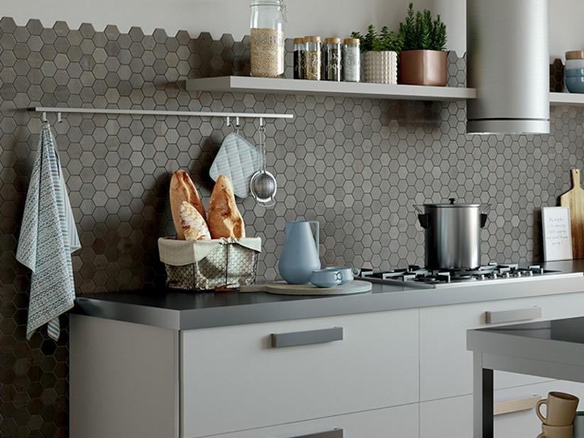 Mosaïque hexagonale Blade Grey 29x27 grès cérame effet métal gris | IperCeramica