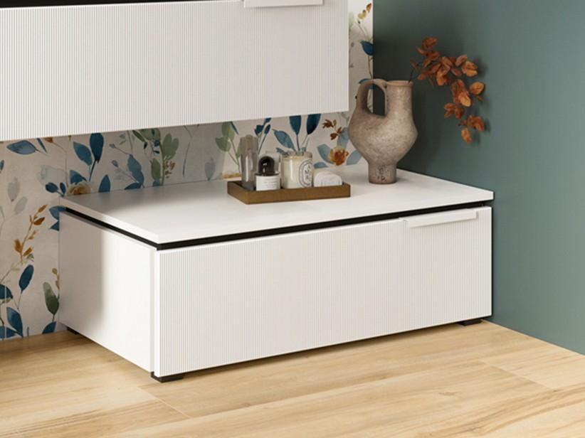 Meuble salle de bains sur pieds BLUES 90 cm 1 tiroir cannelé blanc mat | IperCeramica