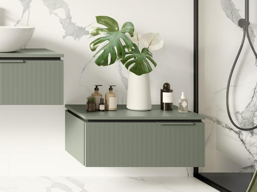 Meuble salle de bains BLUES 70 cm 1 tiroir cannelé vert sauge mat | IperCeramica