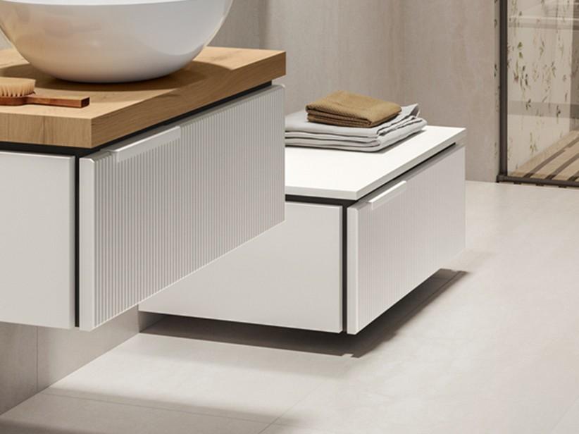 Meuble salle de bains BLUES 70 cm 1 tiroir cannelé blanc mat | IperCeramica