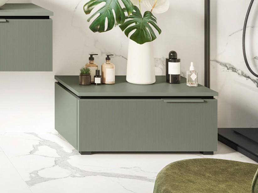 Meuble salle de bains sur pieds BLUES 70 cm 1 tiroir cannelé vert sauge mat | IperCeramica