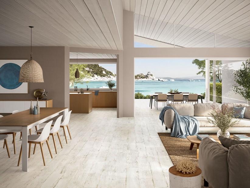Carrelage Boat White 20x120 grès cérame rectifié effet bois décapé blanc | IperCeramica