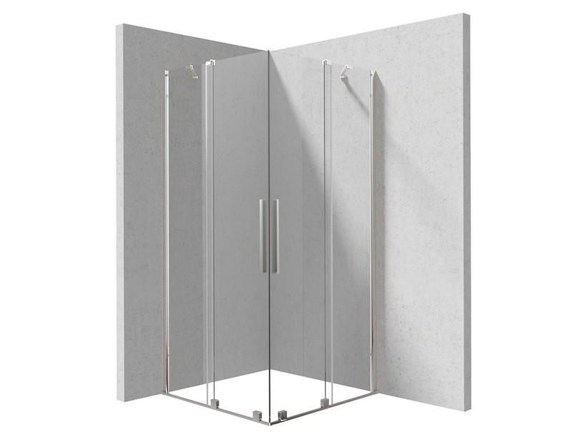 Cabine de douche d’angle coulissant Prizma 90x90 H195 cm ext. 88/90-88/90 verre 6 mm transparent profilés chrome | IperCeramica