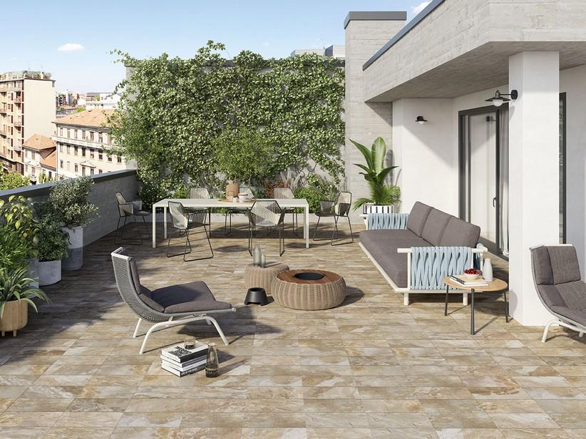 Carrelage extérieur Brazil Nut 20,5X41,5 grès cérame effet pierre de Bali noisette | IperCeramica