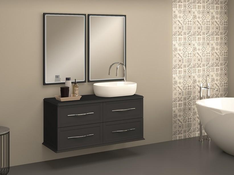 Meuble salle de bain suspendu Classic 120 cm avec 4 tiroirs et plan pour lavabo à poser graphite mat | IperCeramica