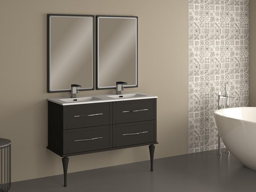 Meuble salle de bain sur pied Classic 120 cm avec 4 tiroirs graphite mat et lavabo Unitop en céramique | IperCeramica
