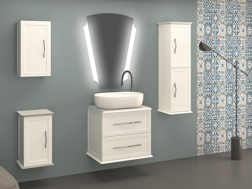 Meuble salle de bain suspendu Classic 60 cm avec 2 tiroirs et plan pour lavabo à poser blanc mat | IperCeramica