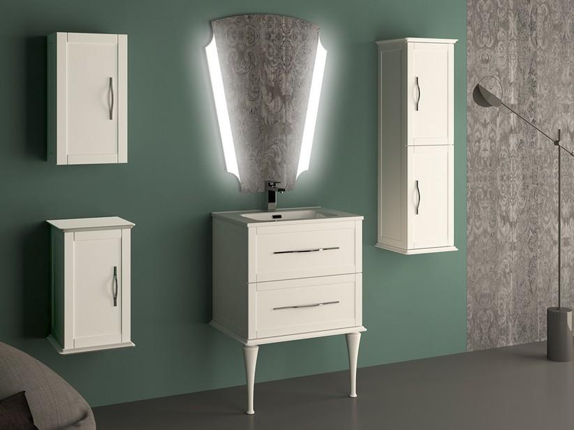 Meuble salle de bain sur pied Classic 60 cm avec 2 tiroirs blanc mat et lavabo unitop en résine | IperCeramica
