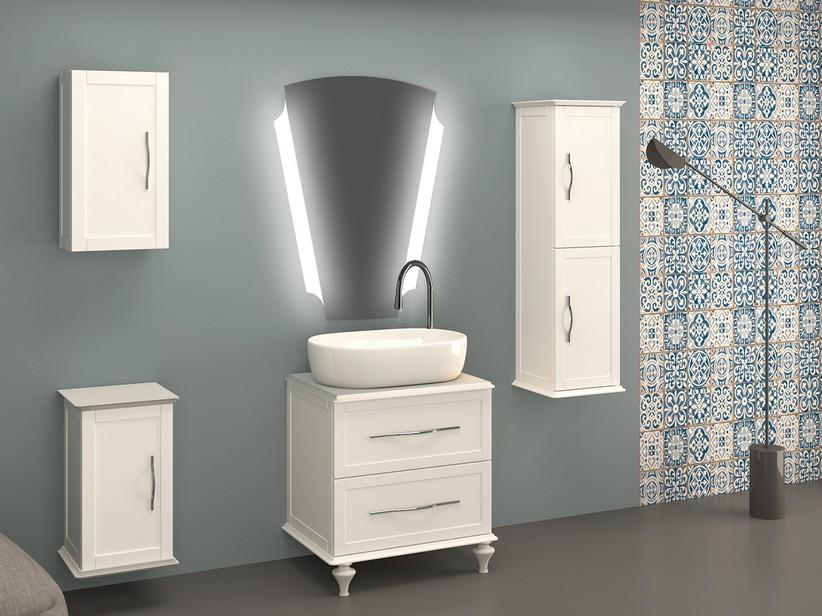 Meuble salle de bain sur pied Classic 60 cm avec 2 tiroirs et plan pour lavabo à poser blanc mat | IperCeramica