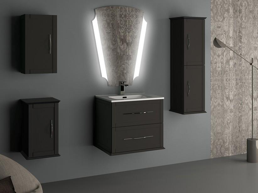 Meuble salle de bain suspendu Classic 60 cm avec 2 tiroirs graphite mat et lavabo Unitop en céramique | IperCeramica