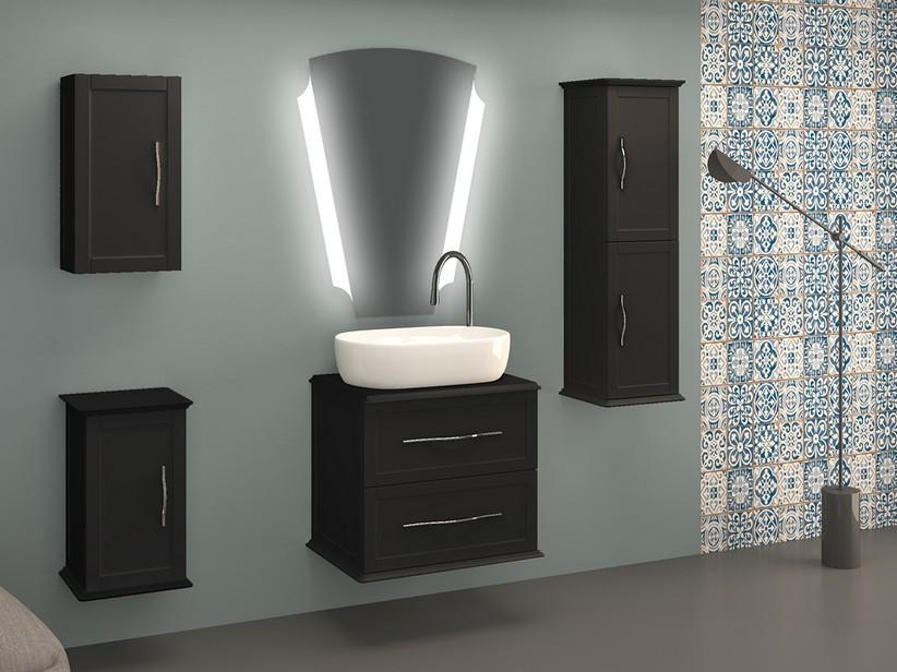 Meuble salle de bain suspendu Classic 60 cm avec 2 tiroirs et plan pour lavabo à poser graphite mat | IperCeramica