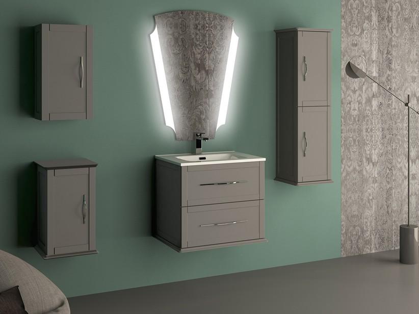 Meuble salle de bain suspendu Classic 60 cm avec 2 tiroirs gris mat et lavabo Unitop en résine | IperCeramica