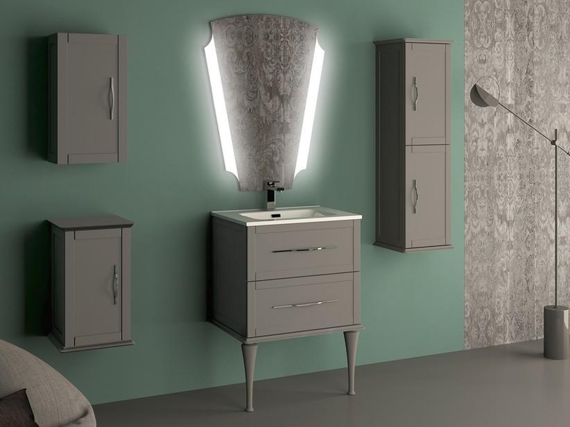 Meuble salle de bain sur pied Classic 60 cm avec 2 tiroirs gris mat et lavabo unitop en résine | IperCeramica