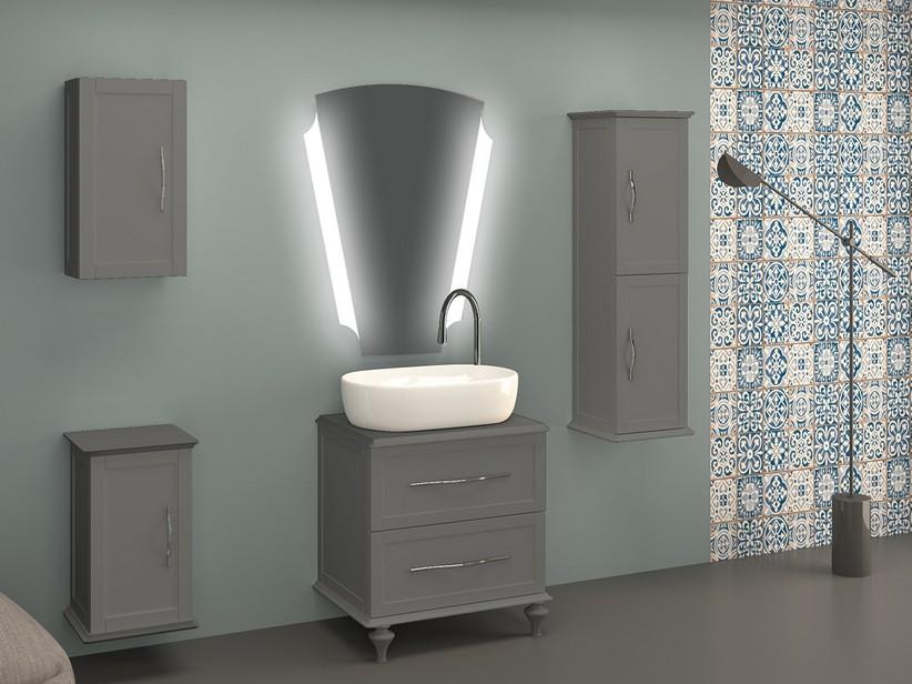 Meuble salle de bain sur pied Classic 60 cm avec 2 tiroirs et plan pour lavabo à poser gris mat | IperCeramica