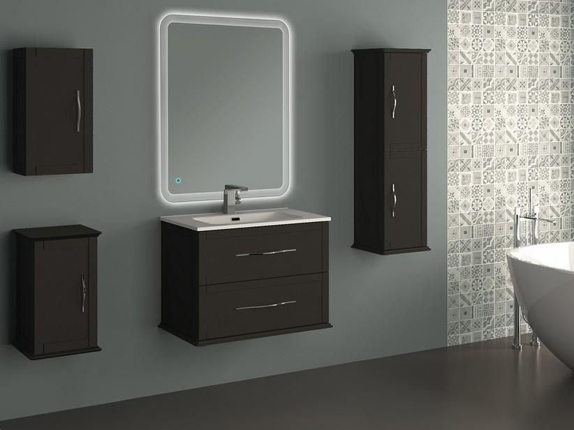 Meuble salle de bain suspendu Classic 75 cm avec 2 tiroirs graphite mat et lavabo Unitop en résine | IperCeramica