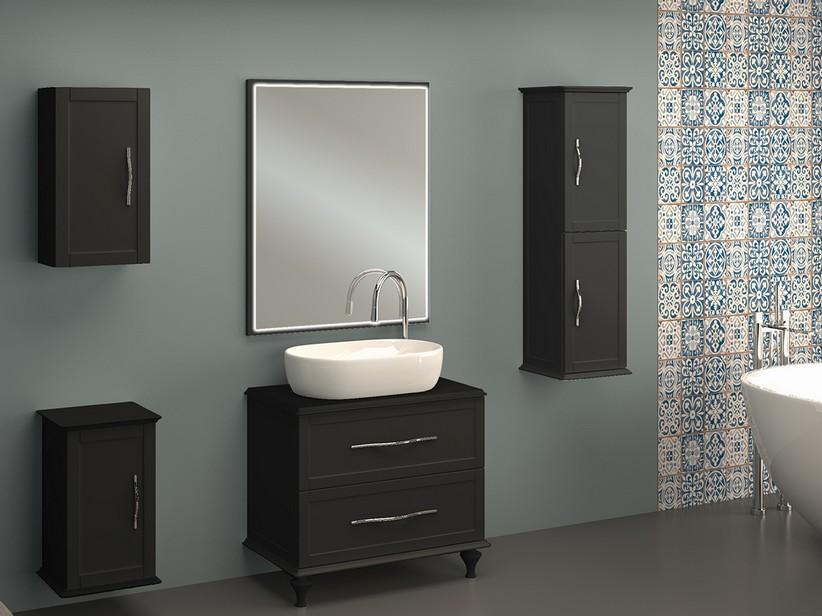 Meuble salle de bain sur pied Classic 75 cm avec 2 tiroirs et plan pour lavabo à poser graphite mat | IperCeramica