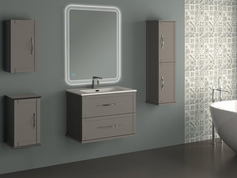 Meuble salle de bain suspendu Classic 75 cm avec 2 tiroirs gris mat et lavabo Unitop en résine | IperCeramica