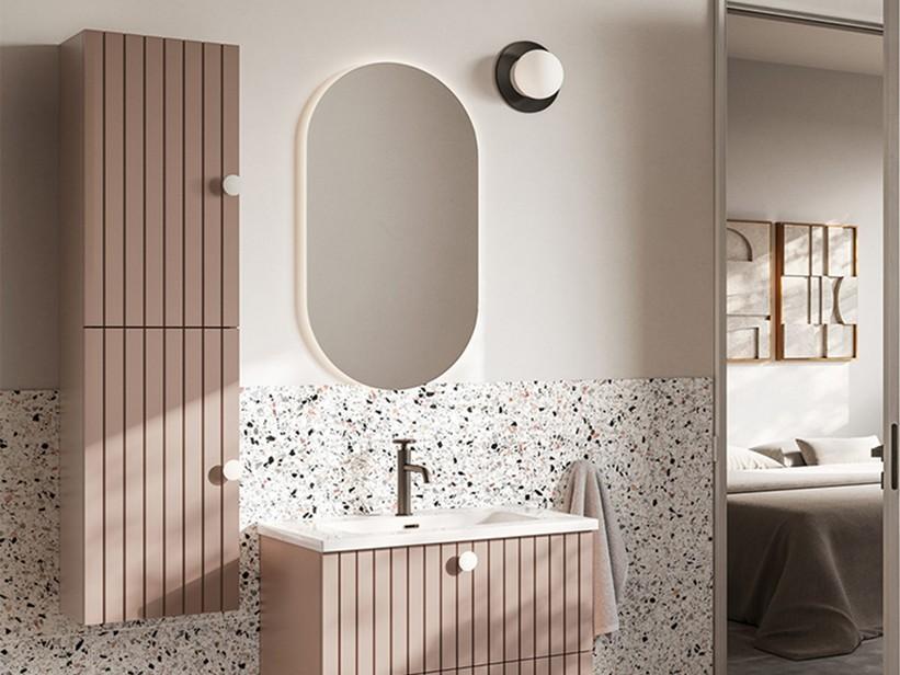 LERICI Colonne de salle de bains H140 a 2 portes rose mat | IperCeramica