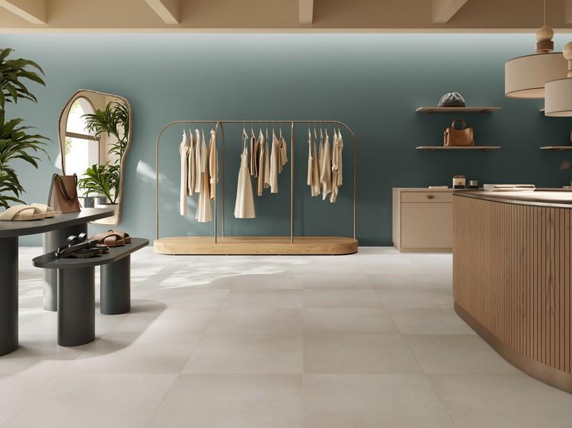 Carrelage Comfort White 60x60 grès cérame effet béton blanc | IperCeramica