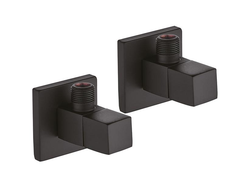 Lot de 2 robinets d'arrivée d'eau carrés noirs mats | IperCeramica
