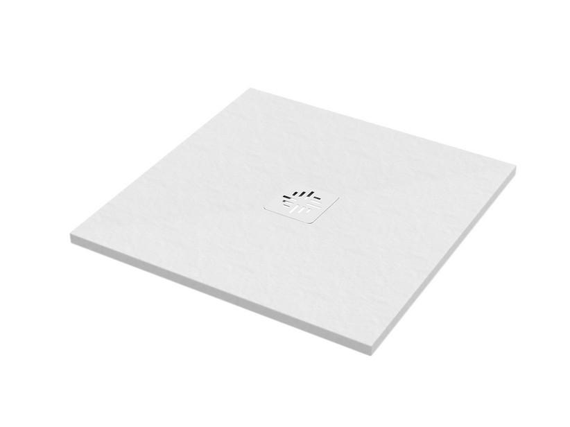 Receveur de douche Crypto 90x90 H2,5 cm résine effet pierre blanc | IperCeramica