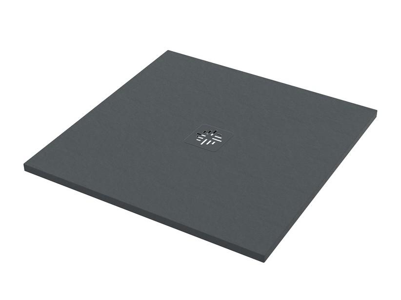 Receveur de douche Crypto 80x80 H2,5 cm résine effet pierre graphite | IperCeramica