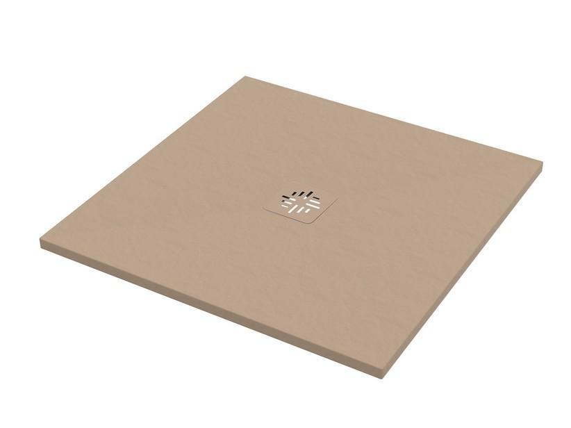 Receveur de douche Crypto 90x90 H2,5 cm résine effet pierre sable | IperCeramica