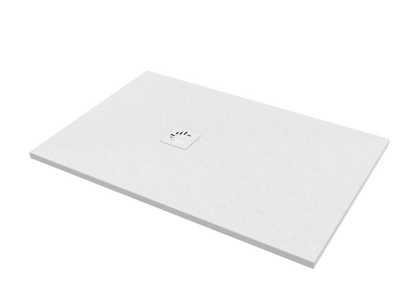 Receveur de douche Crypto 80x120 H2,5 cm résine effet pierre blanc | IperCeramica