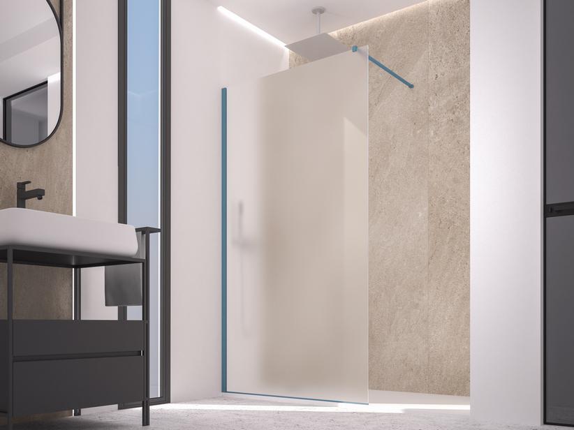 Paroi de douche à l'italienne Zen 92 cm h200 Ext 90/92 verre 6 mm dépoli Blue Navy | IperCeramica