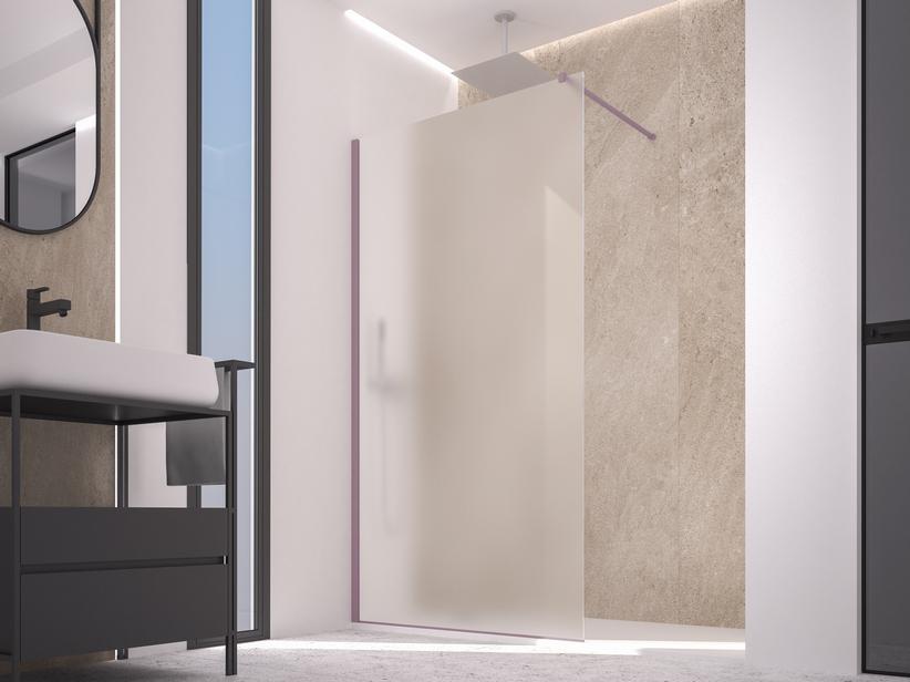 Paroi de douche à l'italienne Zen 90 cm h200 Ext 88/90 verre 6 mm dépoli lavande | IperCeramica