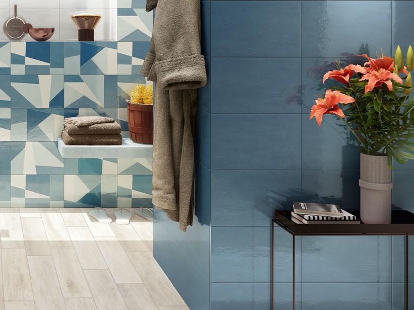 Carrelage mural Easy Navy 25x40 bleu poudré brillant | IperCeramica