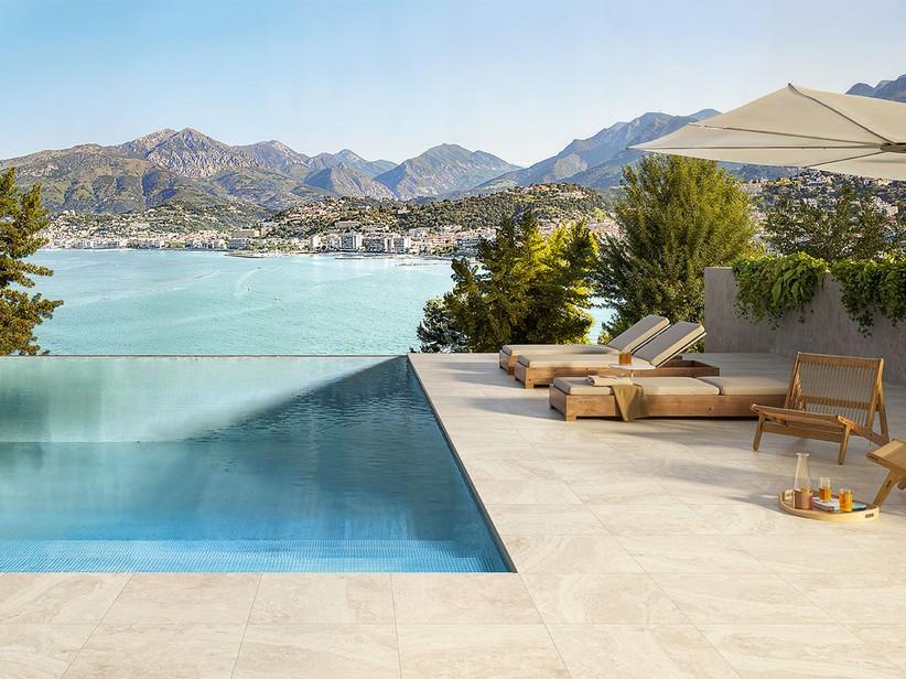Carrelage Elegance Travertino Ivory Out 60x60 grès cérame effet marbre 3D ivoire | IperCeramica