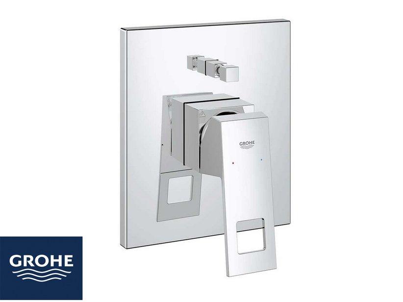 Plaque pour mitigeur douche encastrable avec inverseur 2 voies Grohe® Grohe Eurocube monocommande chrome | IperCeramica